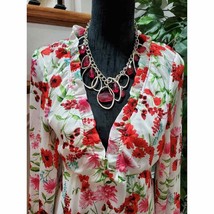 Fashion Nova Women Floral Polyester Long Sleeve V-Neck Knee Length Dress Size S - £26.16 GBP