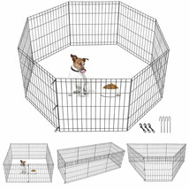 24 Inch 8 Panels Dog Playpen Tall Large Crate Fence Pet Play Pen Exercis... - £46.35 GBP