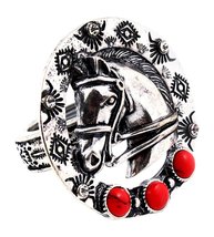 HW Equestrian Collection Burnished Silvertone Horse Bridle Rhinestone Im... - $9.79