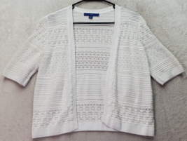 APT. 9 Cardigan Sweater Womens Small White Crochet Shrug Short Sleeve Op... - $13.95