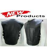 NEW LEATHER MEN SWAT STYLE MOTOR CYCLE VEST 2020 STOCK ALL SIZES - CP MADE - $70.00+