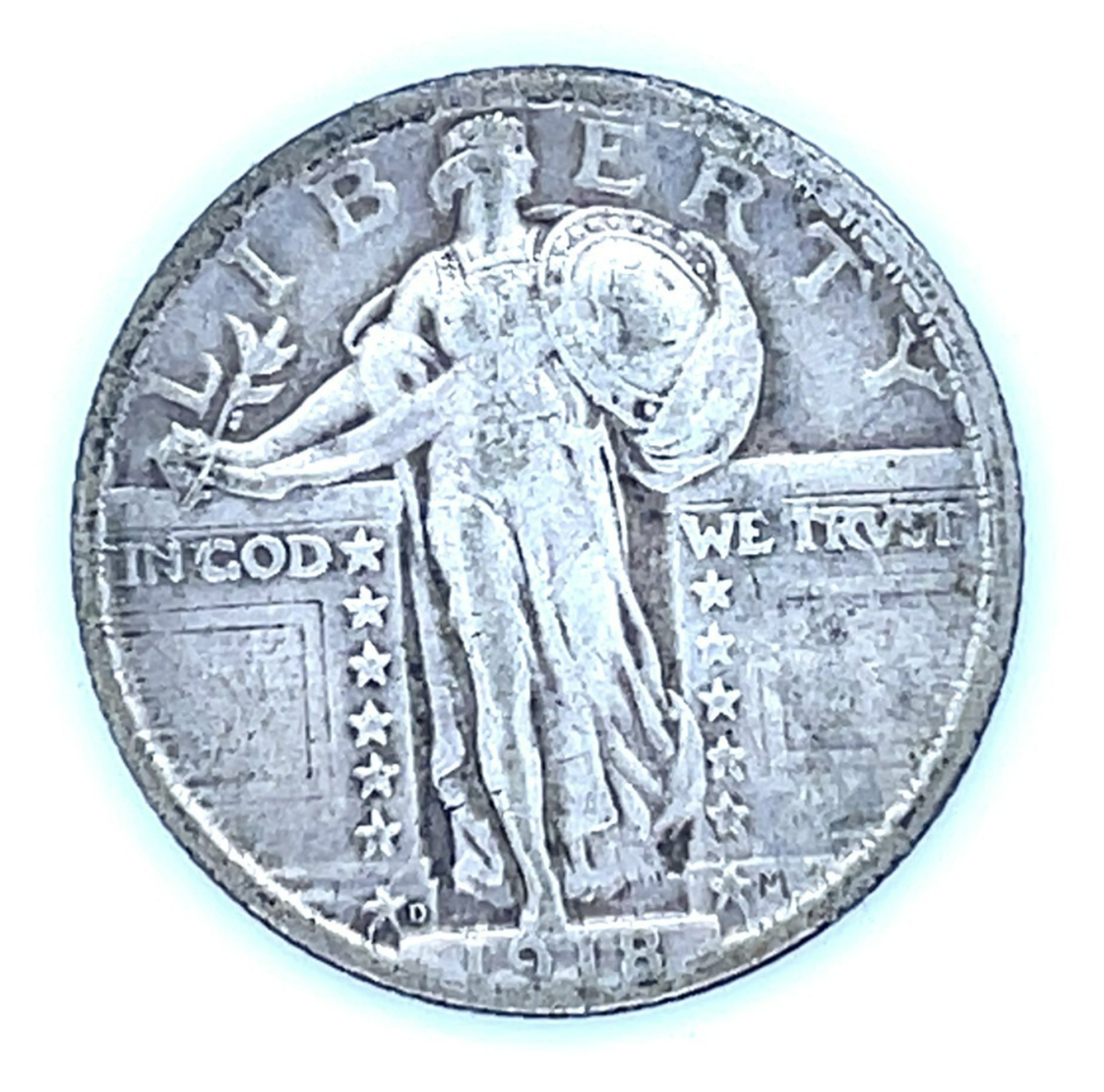 1918-D 25C Debout Liberty Quarts En Très Fin VF État, Beau Détail - $109.80