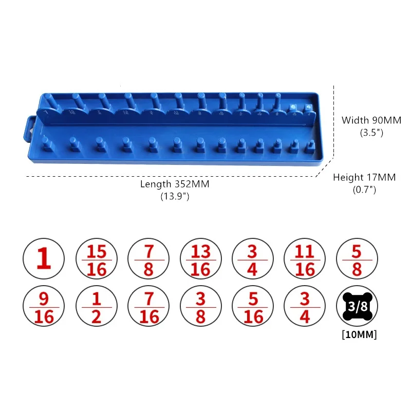 Socket Organizer Tray Rack Storage Holder Tool SAE 1/4&quot; 3/8&quot; Fizoo - £48.86 GBP