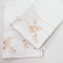 MYTEX Floral Embroidered Gold Cotton 2-PC King Pillowcase Pair - £37.74 GBP
