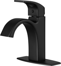 Besy Contemporary Black Bathroom Faucet With Waterfall And Single Hole O... - £46.37 GBP