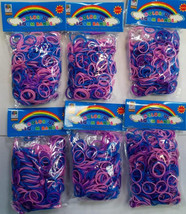 3600 New Pink Purple Blue Color Loom Refill Rubber Bands With S Clips - £6.73 GBP