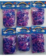 3600 New Pink Purple Blue Color Loom Refill Rubber Bands With S Clips - £6.70 GBP