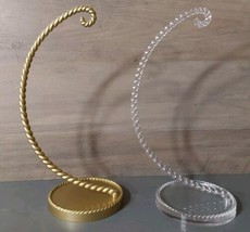 Christmas Bulb Ornament Display Stands Plastic 10&#39;&#39; Gold Clear - $14.00