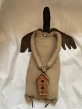 Dan DiPaolo Angels Crow With Birdhouse Made Of Wood Cloth Tin Primitive Folk Art - £78.94 GBP