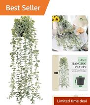 24-Inch Artificial Hanging Eucalyptus Plant in Black Pot - Eco-Friendly ... - $21.73