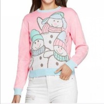 Well Worn Snowmies Pink Holiday Christmas Snowman Ugly Sweater New Medium - £13.31 GBP