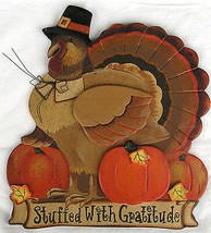 Stuffed with Gratitude Thanksgiving Turkey Thankful Festive Autumn Wood Sign - £27.42 GBP