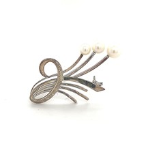 Mikimoto Estate Akoya Pearl Brooch Sterling Silver 6.5 mm 5 Grams M241 - £197.04 GBP