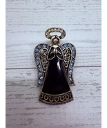 Vintage OTC Angel Pin Blue Enamel &amp; Rhinestones Holiday Christmas Brooch - €16,59 EUR
