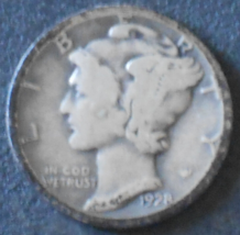1928-P Mercury Silver Dime. - £2.57 GBP
