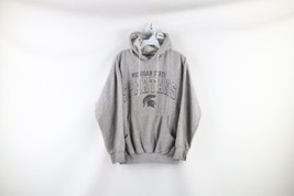 Vintage 90s Mens Small Thrashed Spell Out Michigan State University Hoodie Gray - £46.62 GBP