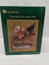 Traditions Porcelain Decorative Box Santa Clause Sleigh Christmas Trinke... - $29.69