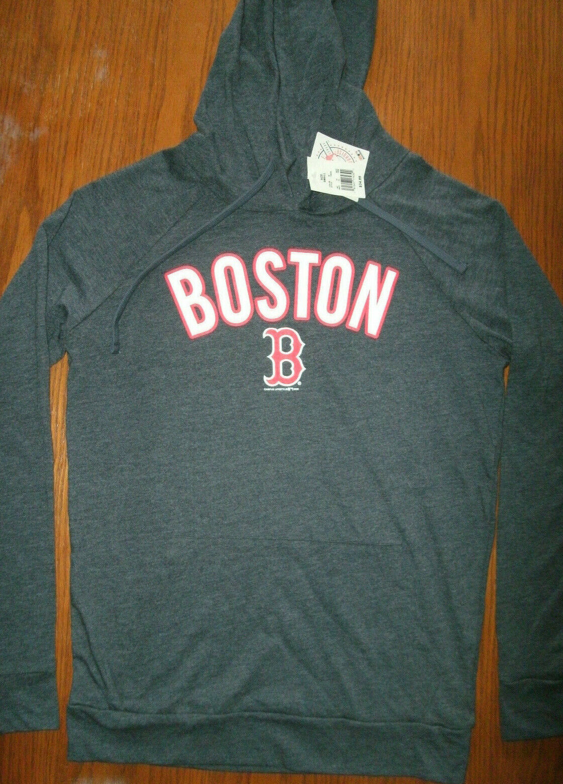 Primary image for NEW MLB Boston Red Sox Womens Hoodie sz S charcoal gray long sleeve tee