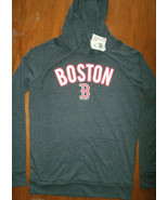 NEW MLB Boston Red Sox Womens Hoodie sz S charcoal gray long sleeve tee - £10.60 GBP