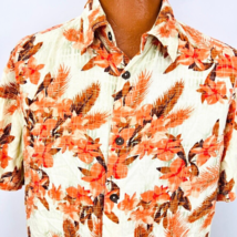 Margaritaville Hawaiian Aloha L Shirt Plumeria Palm Leaves Orchid Tropical - £39.97 GBP
