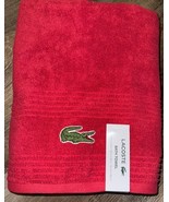 Lacoste ~ Red Bath Towel 100% Cotton 30&quot; x 52&quot; Big Crocodile Logo (B) - $32.66