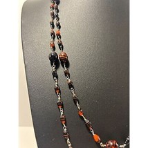 Set of 2 Beautiful Variegated Black/Orange &amp; Orange/Yellow Thin Beaded Necklaces - £12.69 GBP