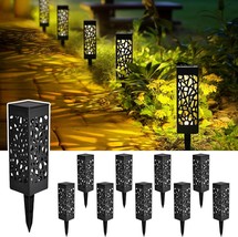 Solar Pathway Lights 10 Pack LED Solar Outdoor Lights New Upgraded Up to 12Hrs G - £30.01 GBP