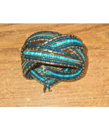 VINTAGE TURQUOISE AND SILVER BEADED BRACELET CLAMP WITHOUT CLAMP BRACELET - $9.50