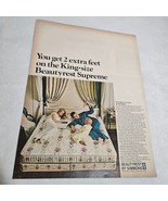 Simmons Beautyrest Supreme Mom Dad Child on mattress Plane Vintage Print... - $6.98