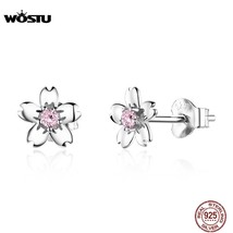 WOSTU New Arrival 100% 925 Silver Flower Earrings Clean And Pure Petals Simple D - £14.76 GBP