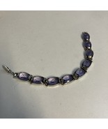 Swarovski Rhodium Plated Purple Cut Faceted Amethyst 7” Long Bracelet - $60.98 CAD