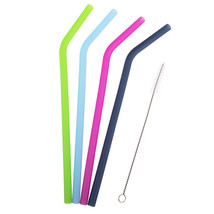 Appetito Silicone Bent Drinking Straws with Brush (Set of 4) - £13.92 GBP