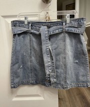 Rewash button up acid washed distressed Denim Skirt size 11/30 Jean Skirt Belt - £13.28 GBP