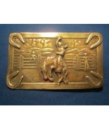 Vintage Metal Belt Buckle BRONC RIDER Rodeo BRASS c1950&#39;s [j10j] - $31.68