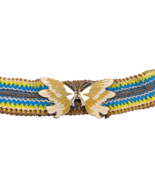 Vintage 1960s Belt Enamel Butterfly Cloisonne Woven Womens 40&quot; Boho Hipp... - $74.62