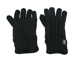 Heat Lockers Black Faux Fur Lined Kitted Winter Thermal Gloves Black Stretch OS - £14.36 GBP