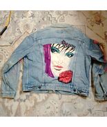 Vtg Levi&#39;s Denim Jacket Original Artwork Face Heart Lady Size 46R Made I... - €91,63 EUR