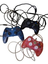 Microsoft Xbox Controllers Lot of 3 Blue Camo Pink Transparent Black Tested  - £19.54 GBP