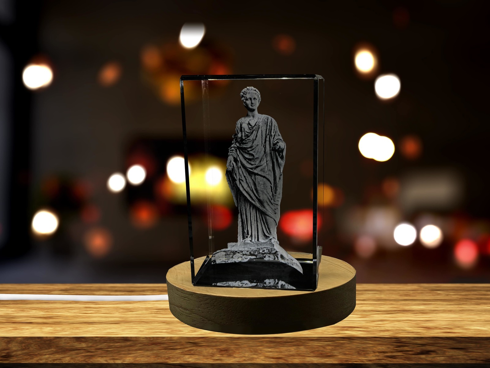 LED Base included | Demeter 3D Engraved Crystal Keepsake/Gift/Decor/Collectible