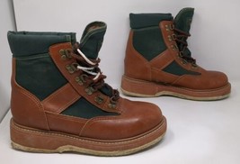 ORVIS Fly Fishing Wading Brogue Boots Felt Sole Brown Leather Green Men Size 9 D - £45.78 GBP
