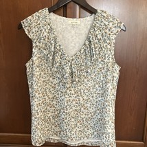 Max Studio Women’s Top Blouse V Neck Ruffle Floral Print Boho Cottagecor... - $11.88