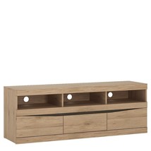 Kensington Wide Wooden Oak TV Tele Stand Unit Cabinet With 3 Storage Drawers - £216.03 GBP