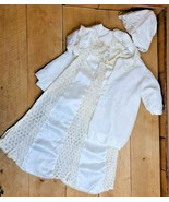 Little Folks Giftwear Lace Satin SIlk Baby Christening Gown Jacke 3pc Ou... - $87.06