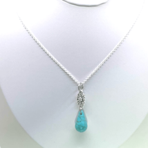 AUQ Sterling 925 Silver &amp; Turquoise Necklace - £51.25 GBP
