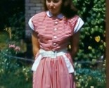 Attractive Woman Striped Red Dress 1950s 35mm Red Border Kodachrome Slid... - $17.77