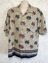 Roundtree &amp; Yorke Men&#39;s Hawaiian Button Shirt Rayon Tan Color Size Large... - $19.68