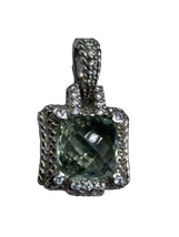 Judith Ripka 925 Sterling Silver Faceted Green Stone CZ  Pendant Slider Enhancer - $84.11