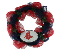 MLB Boston Red Sox Logo Mesh Holiday Door Wreath - £23.79 GBP