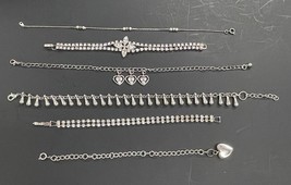 6 pc Silver Tone Vintage to Modern Bracelets Hearts Chains - $20.52 CAD