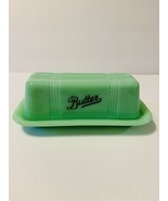 JADEITE GREEN DEPRESSION STYLE GLASS BUTTER DISH w/ LID, Farmhouse Decor - $15.84